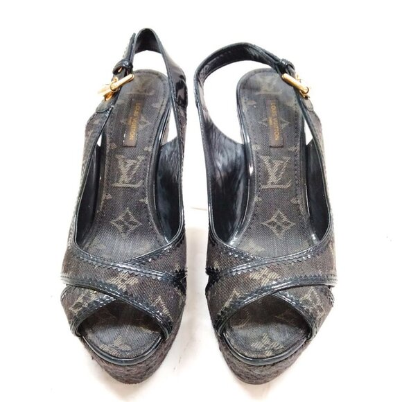100% Authentic Louis Vuitton MONOGRAM DENIM Sandal - Picture 2 of 8